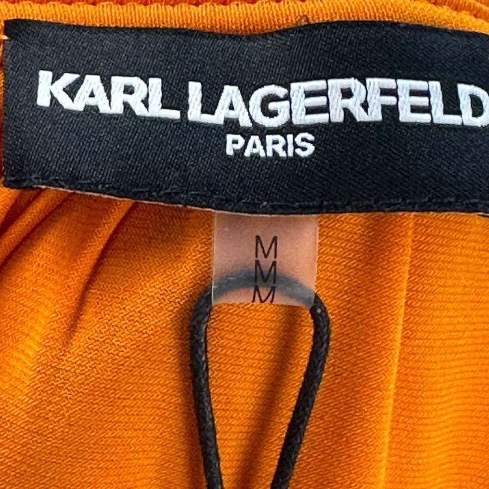 Karl Lagerfeld Sleeveless V-Neck Tiered Maxi Dress - Orange - size Medium - Picture 5 of 10